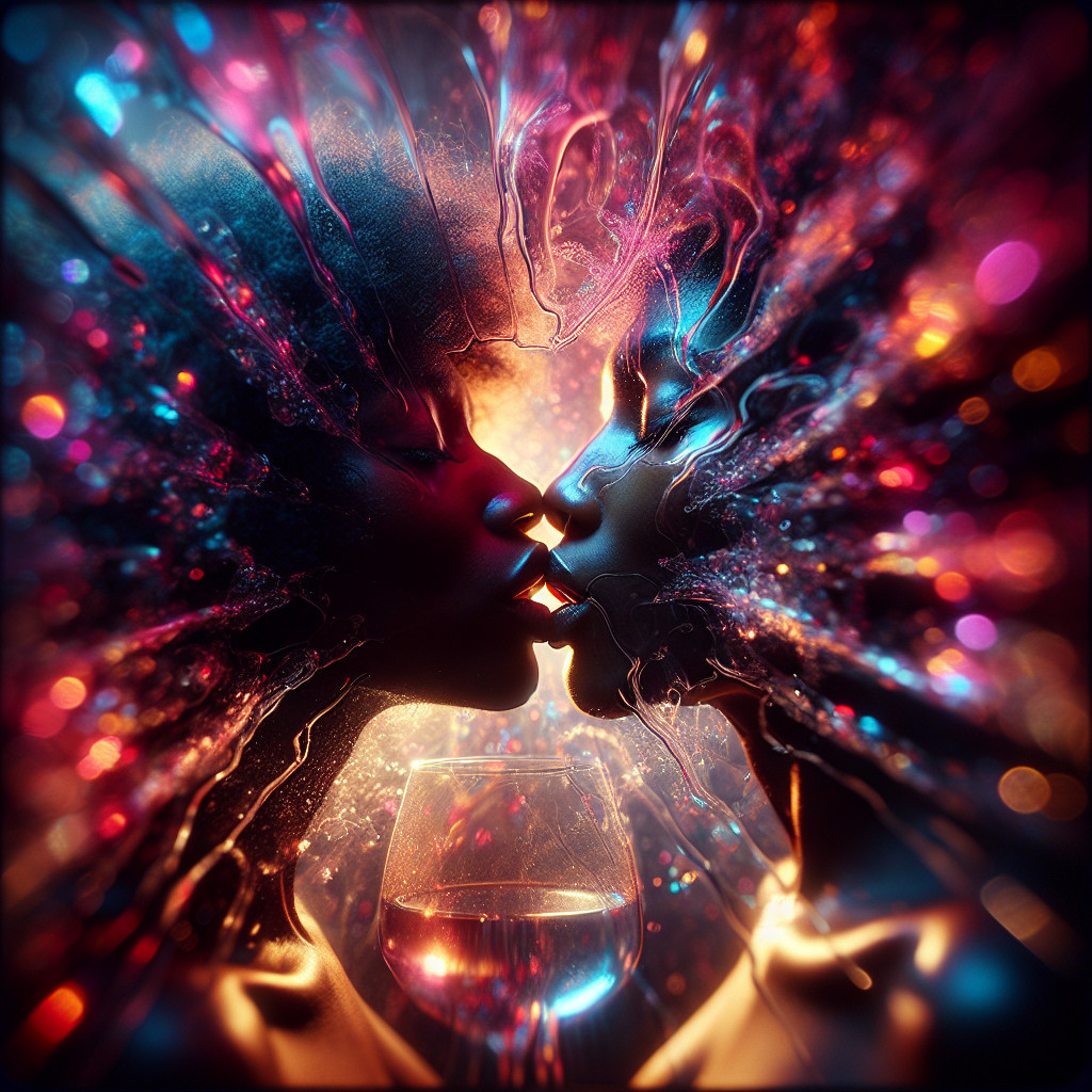 Abstract Figures with Flowing Hair in Surreal Colors