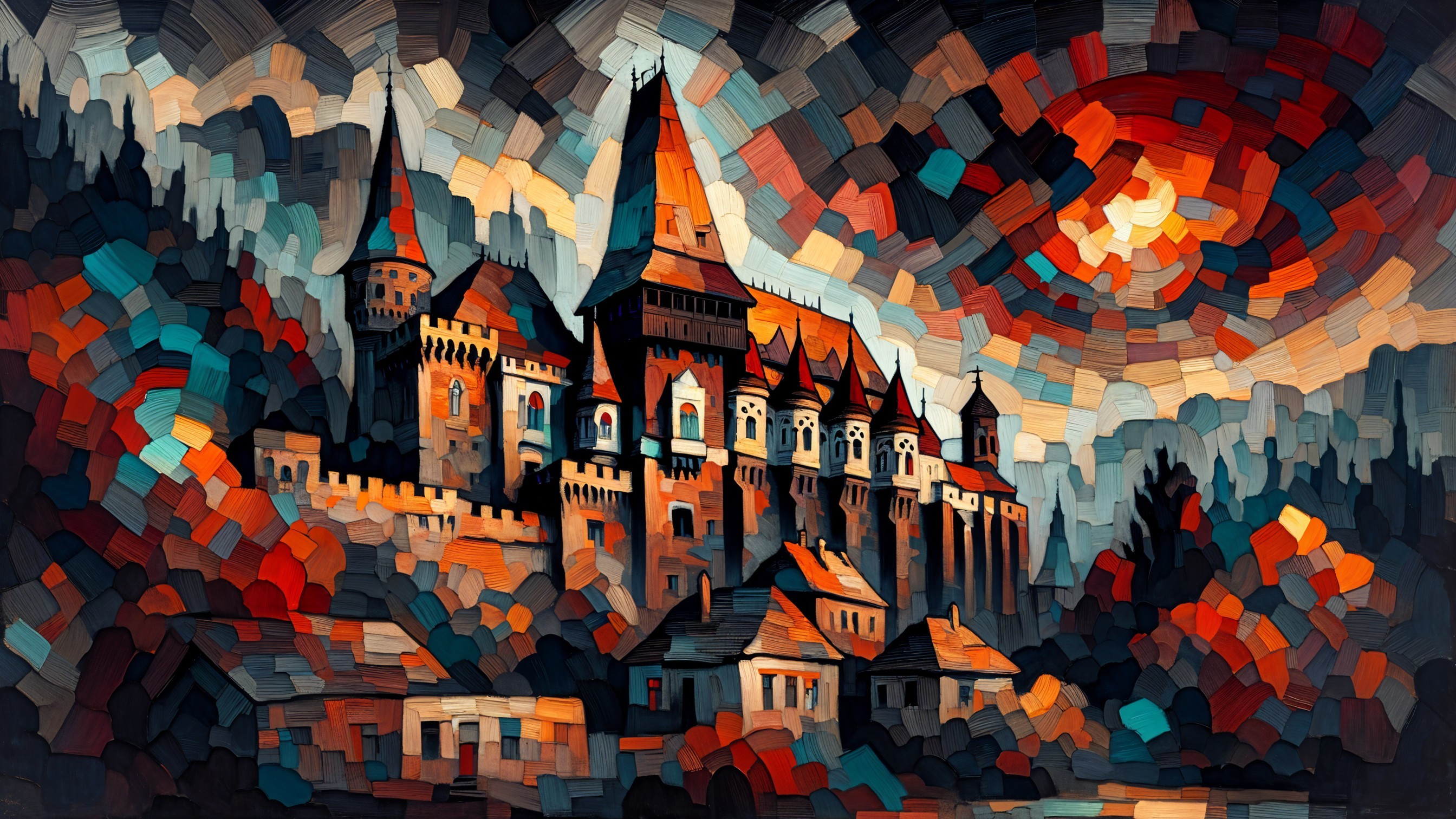 Majestic Castle in Dramatic Landscape with Vibrant Colors
