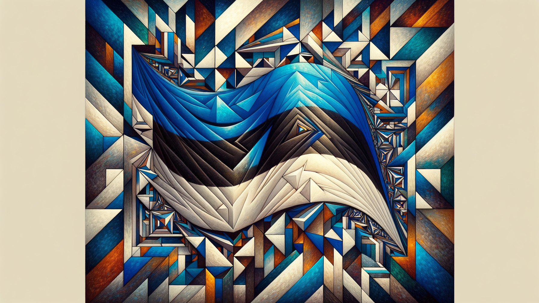 Abstract Estonian Flag with Dynamic Wave Design