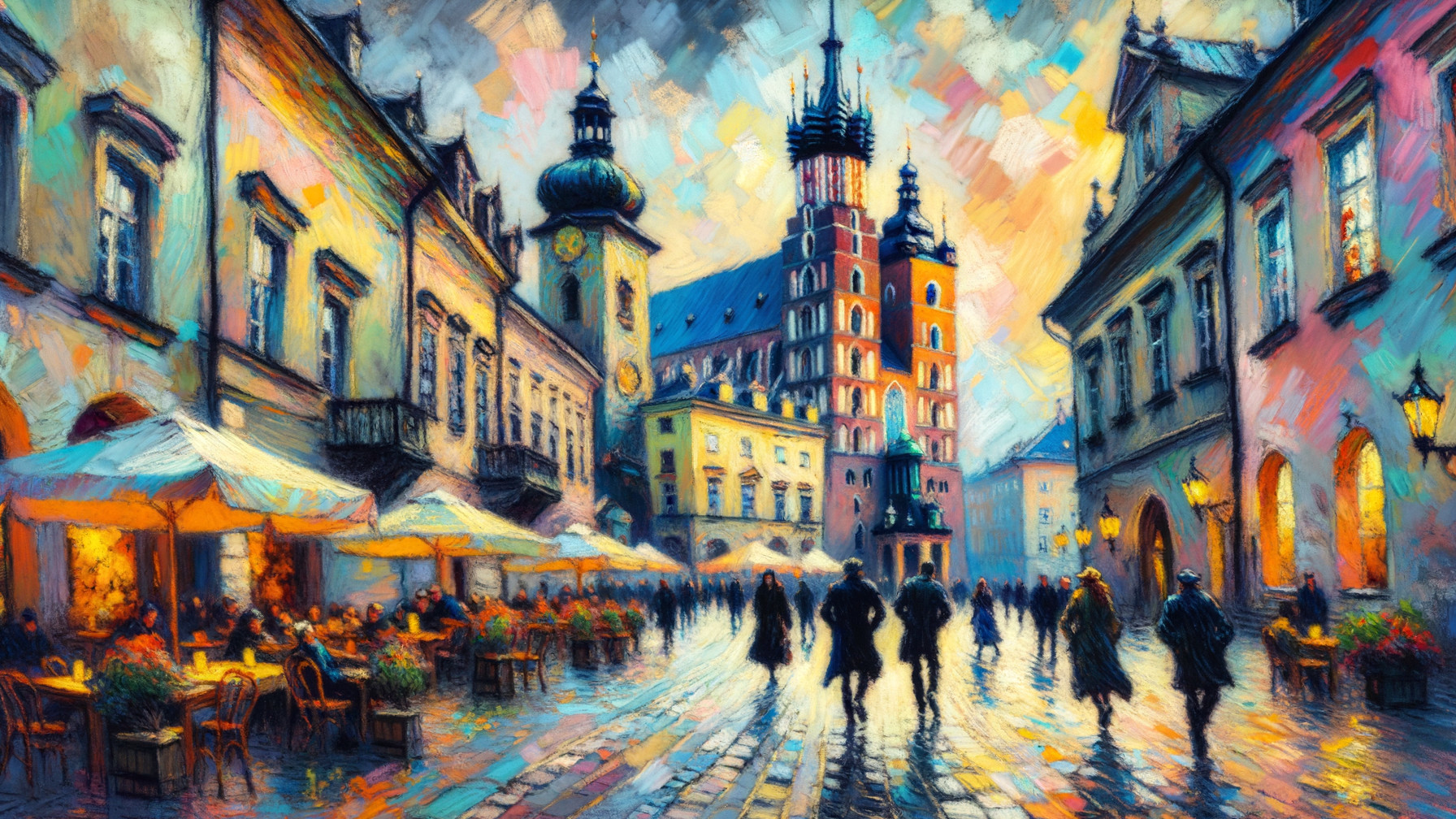 Impressionistic Street Scene in Historic City