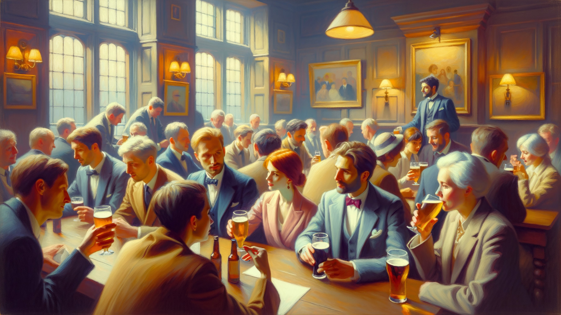 Lively Gathering in a Traditional Pub Setting