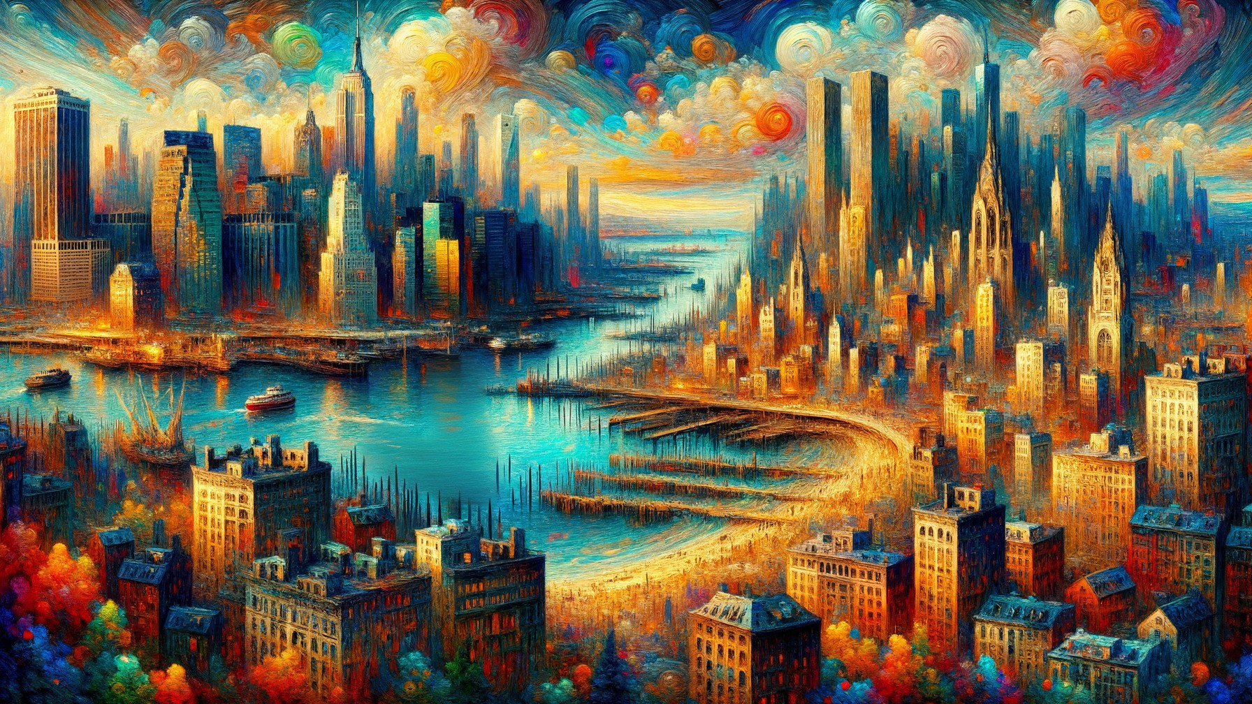 Impressionistic Cityscape of a Vibrant Metropolis