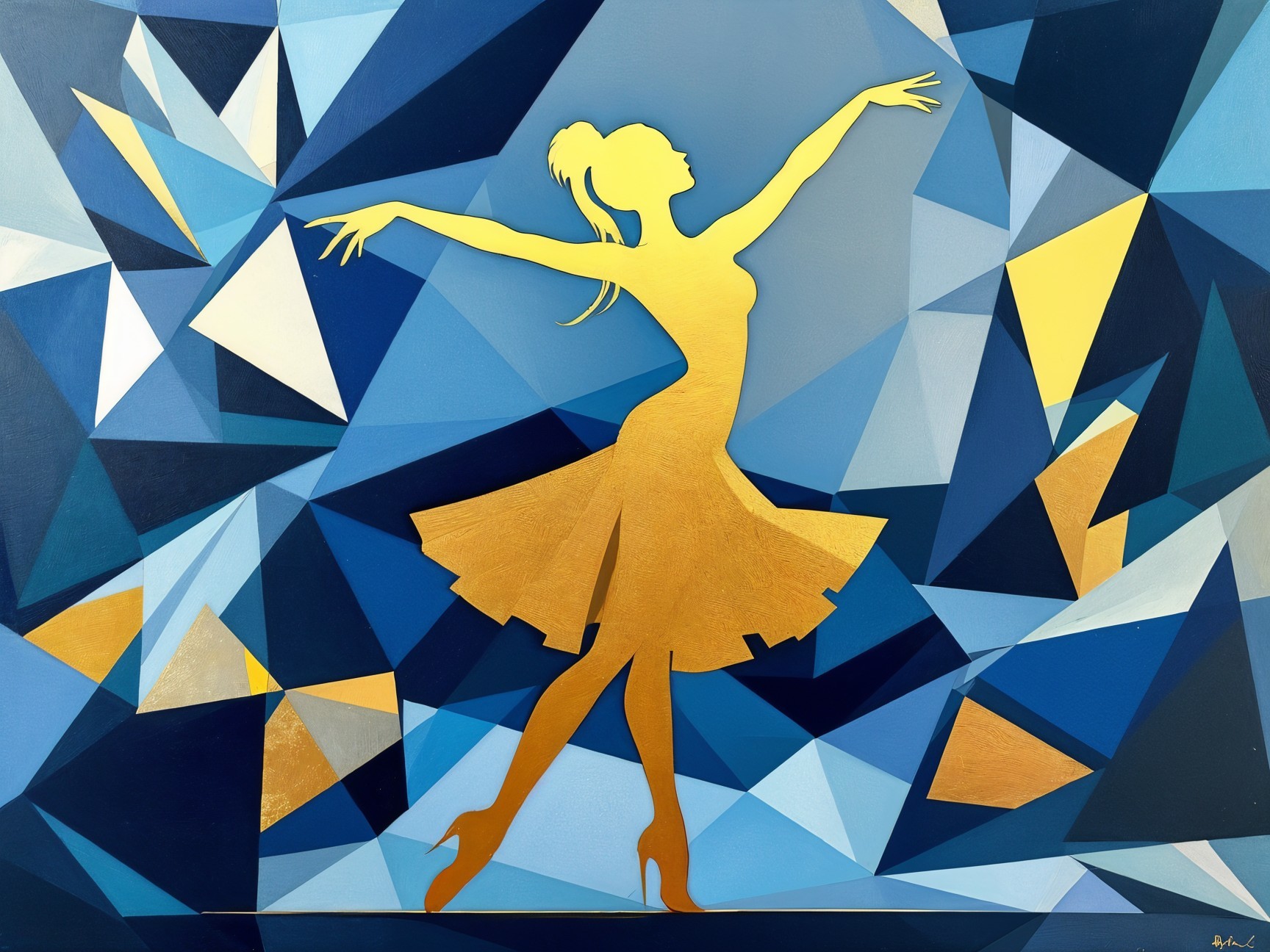 Vibrant Dancer Silhouette Against Abstract Background