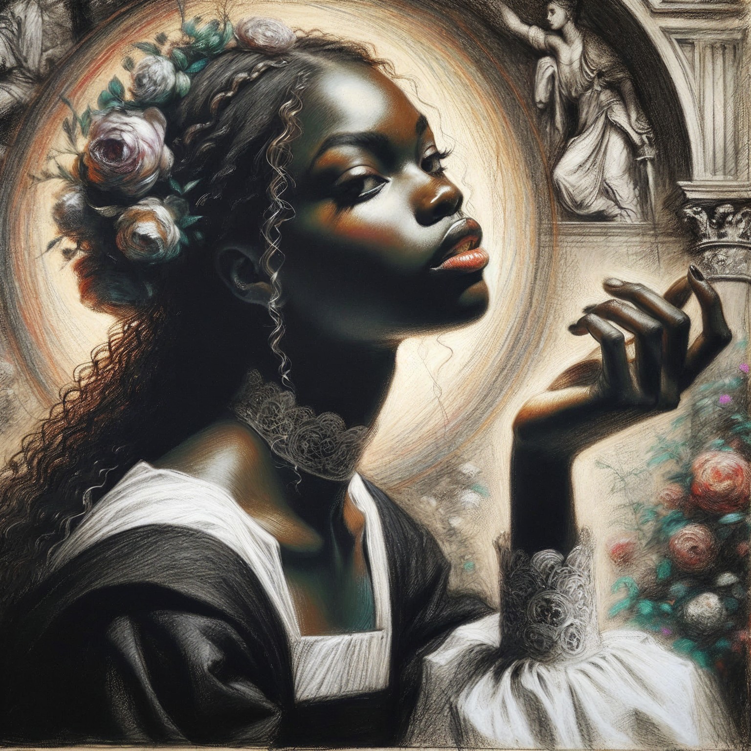 Elegant Portrait of a Young Black Woman in Gown