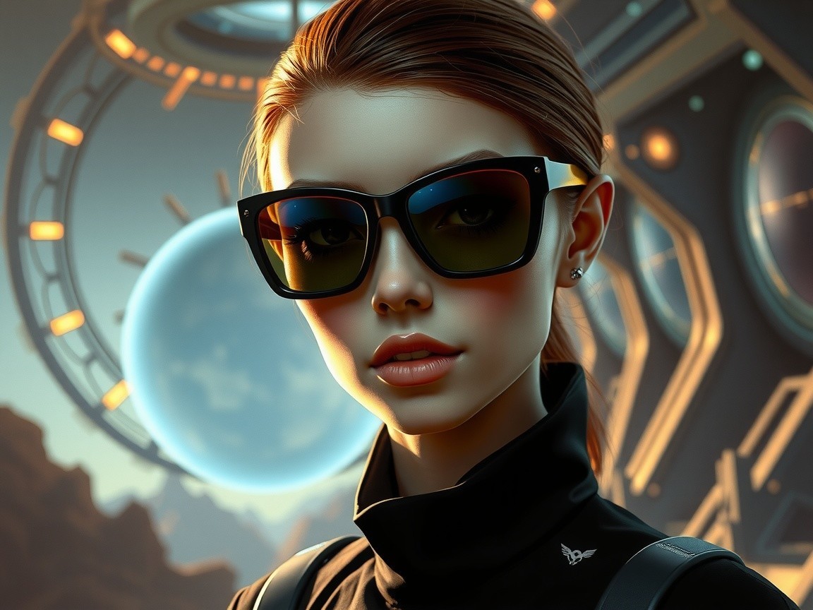 Futuristic Portrait of Confident Woman in Sci-Fi Setting
