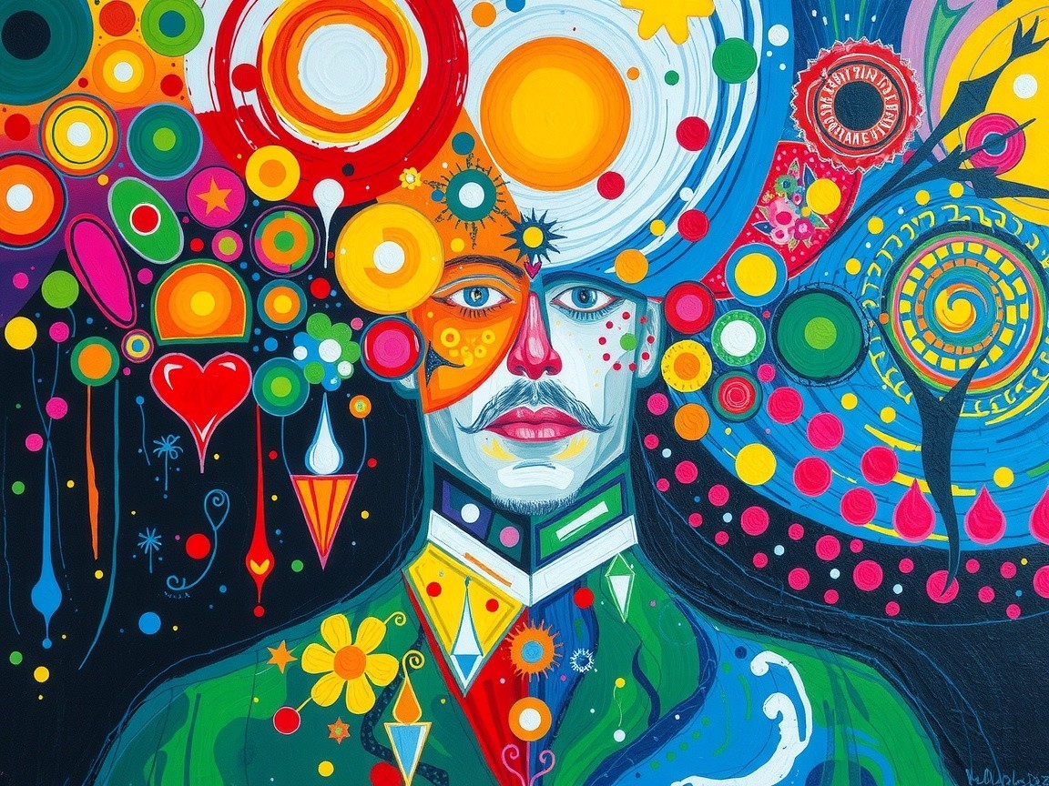 Vibrant Abstract Portrait with Colorful Elements
