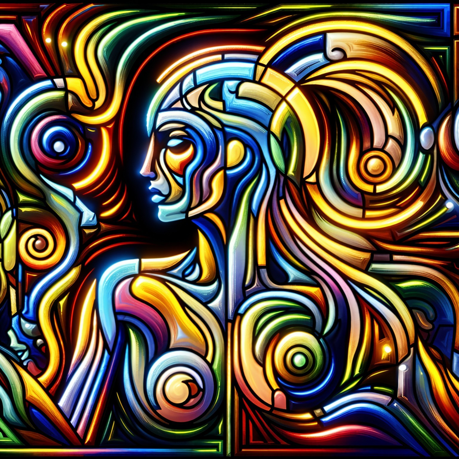 Vibrant Abstract Art of Intertwined Human Figures