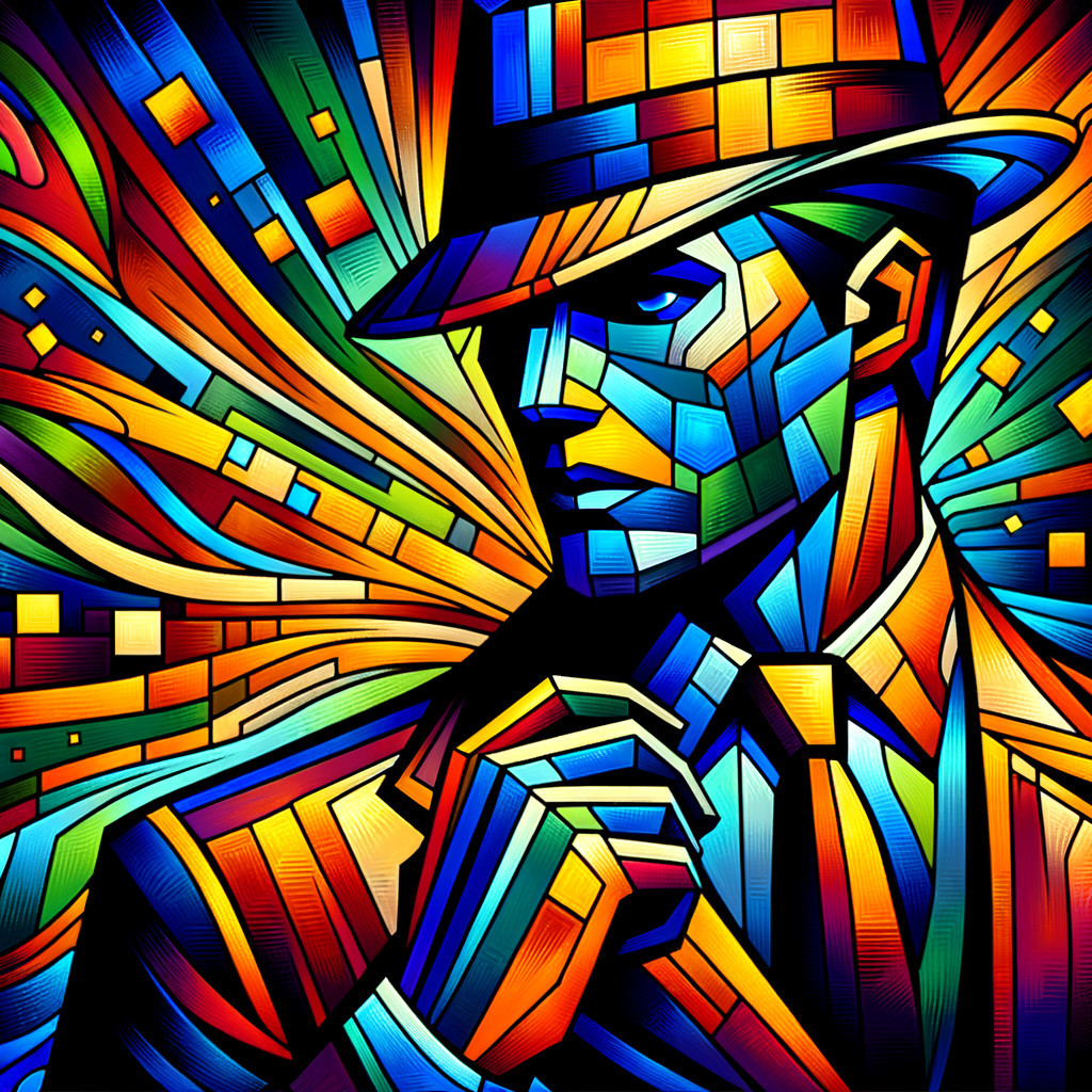 Abstract Portrait of a Man in Fedora and Suit