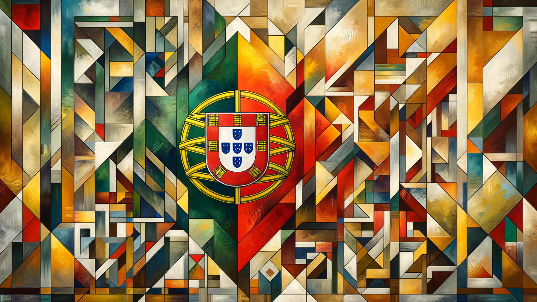 Abstract Composition with Portuguese Flag and Colors