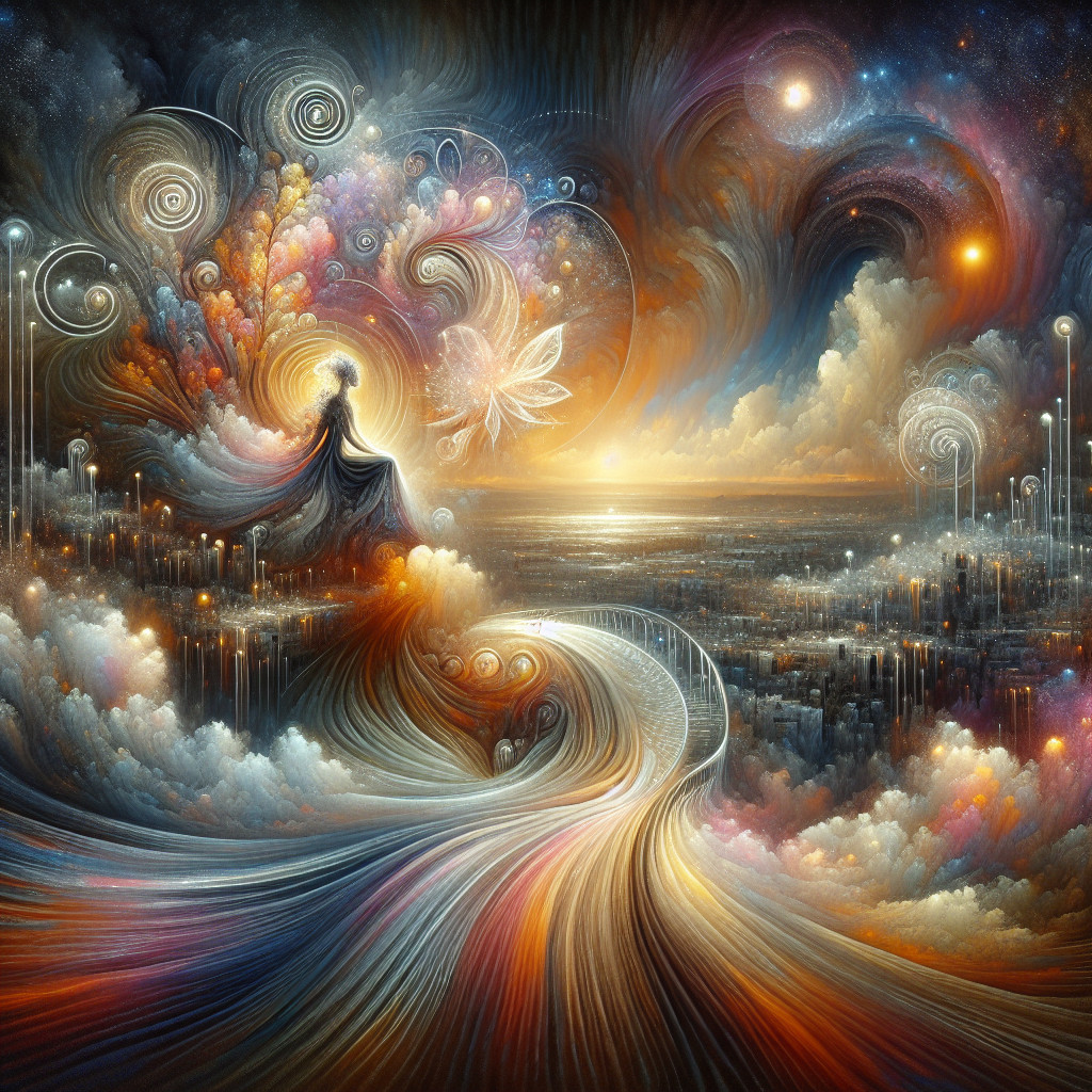 Vibrant Dreamlike Landscape with Ethereal Elements