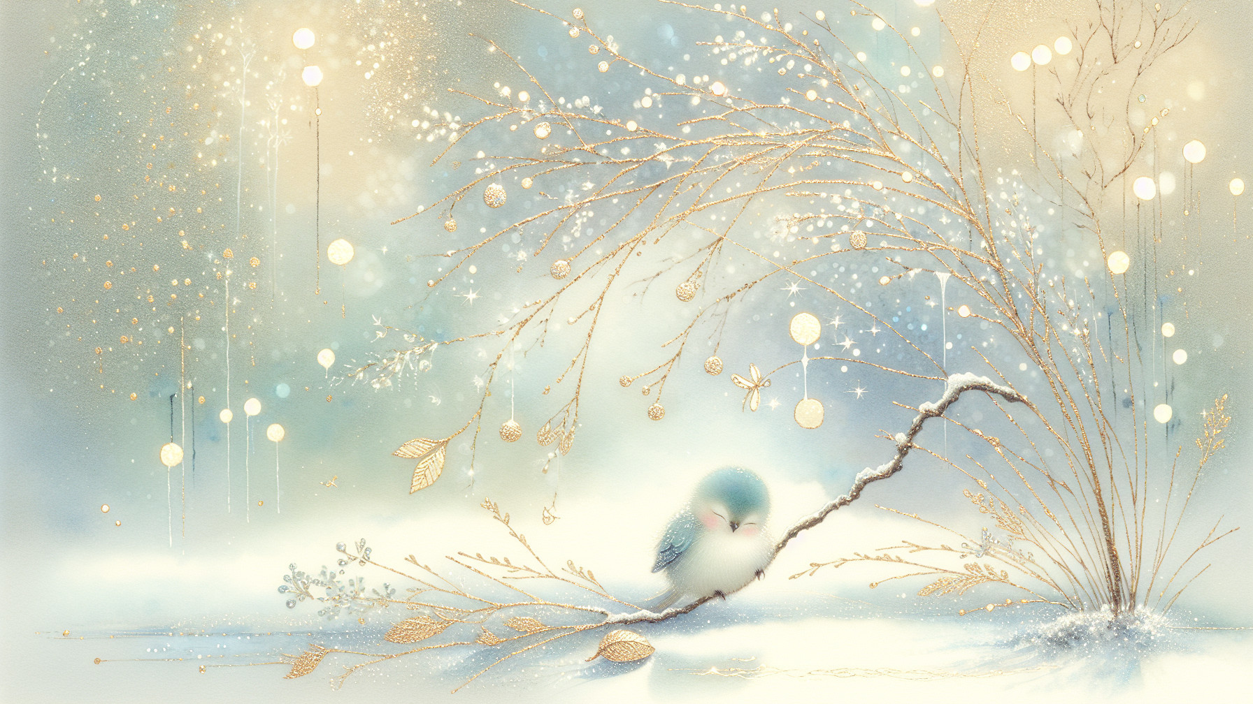 Serene Illustration of a Bird on a Delicate Branch