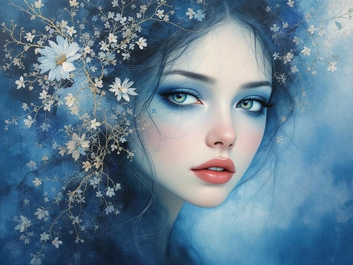 Portrait of a Young Woman with Ethereal Beauty