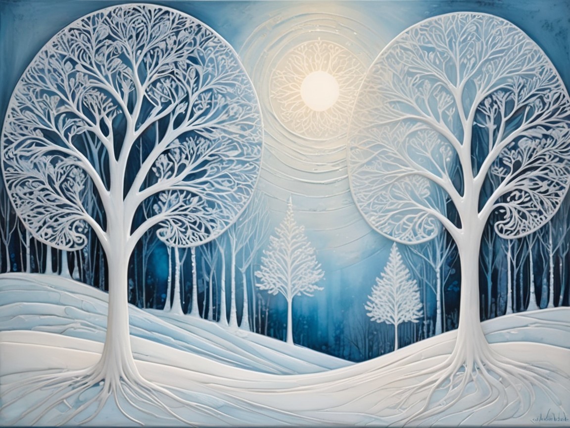 Serene Winter Landscape with Intricate White Trees