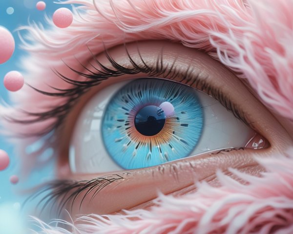 Close-Up of a Multi-Colored Eye with Pastel Elements
