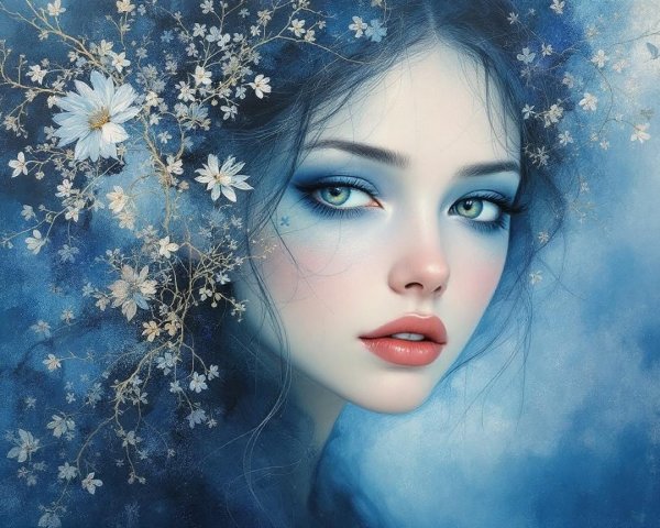 Portrait of a Young Woman with Ethereal Beauty