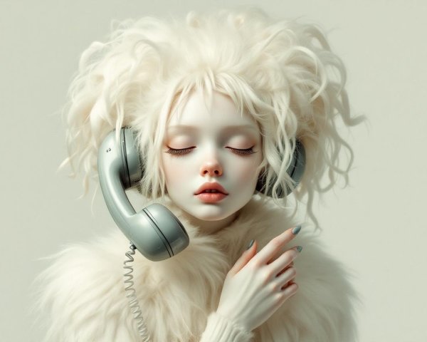 Portrait of a Young Woman in White Fur Coat