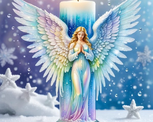 Intricate Candle Carving of an Angelic Figure