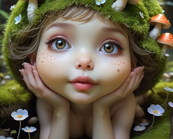 Whimsical Fairy Girl in Enchanted Forest Setting