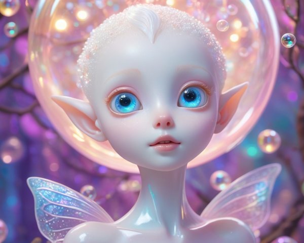 Whimsical Fairy Character with Iridescent Wings