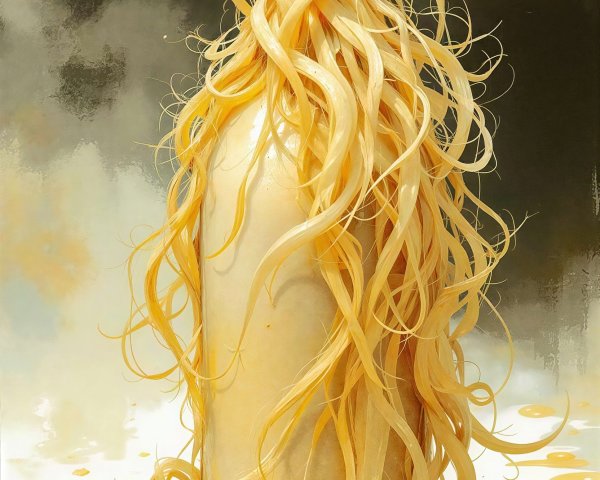 Tall Glass Bottle with Pale Yellow Liquid and Tendrils