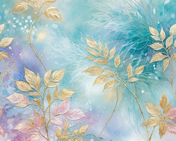 Abstract Design of Delicate Leaves in Soft Colors