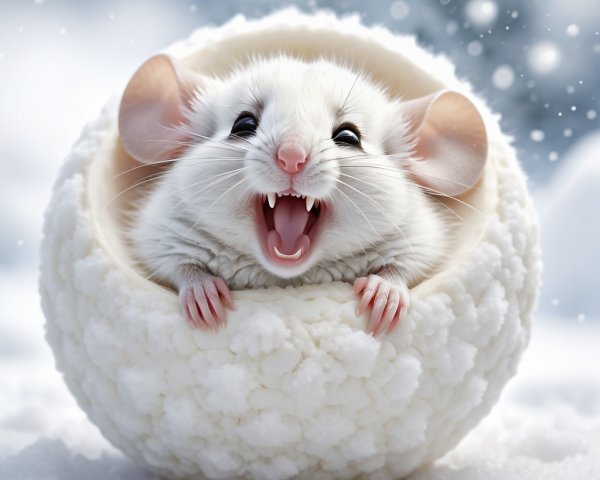 Fluffy White Chinchilla in a Snowball Sphere
