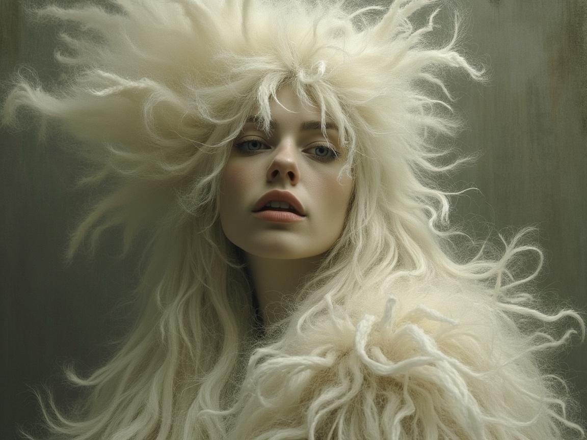 Portrait of a Woman with Voluminous Hair and Gaze