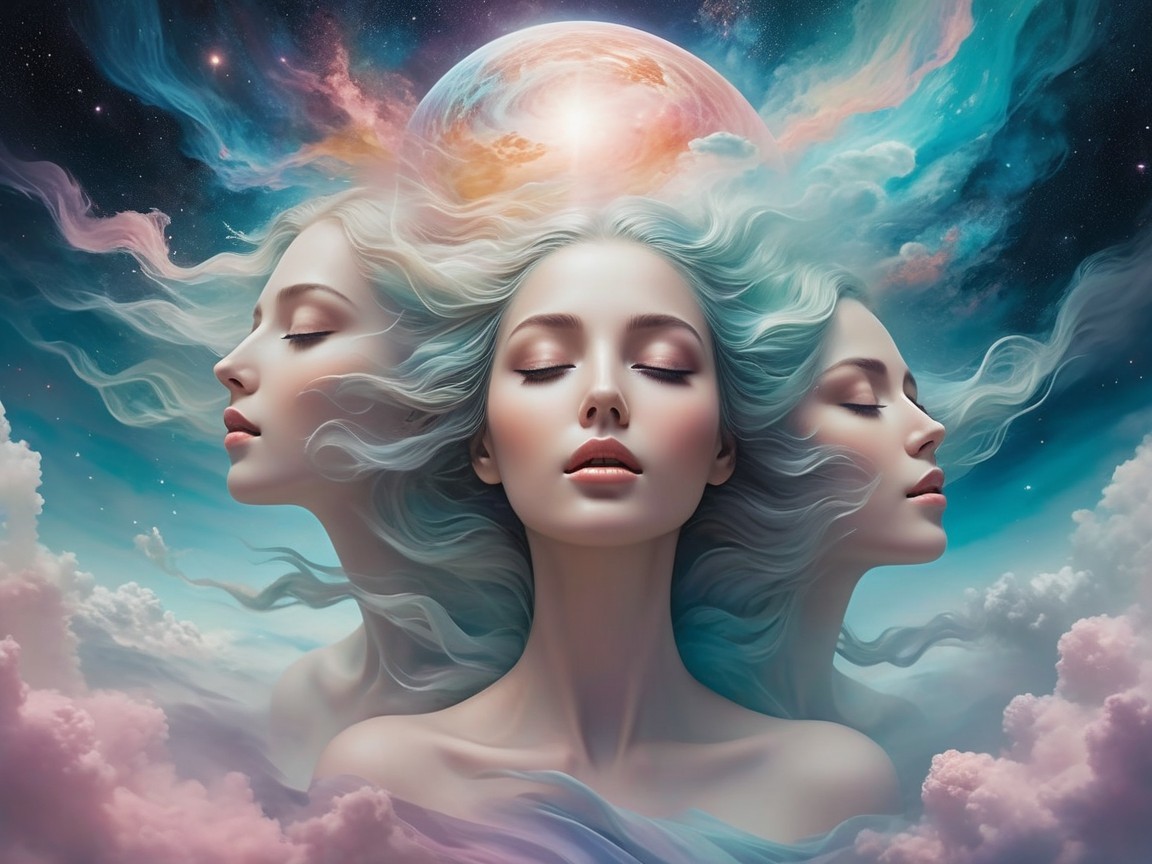 Ethereal Women Against a Cosmic Backdrop