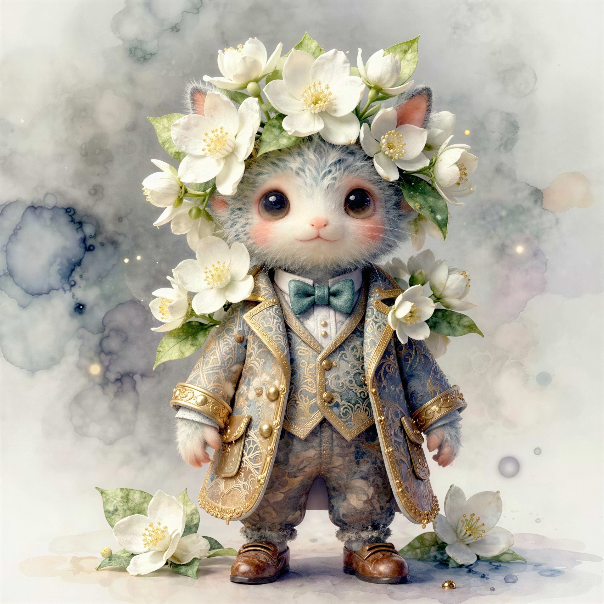 Cute anthropomorphic furry feline in a tuxedo illustration