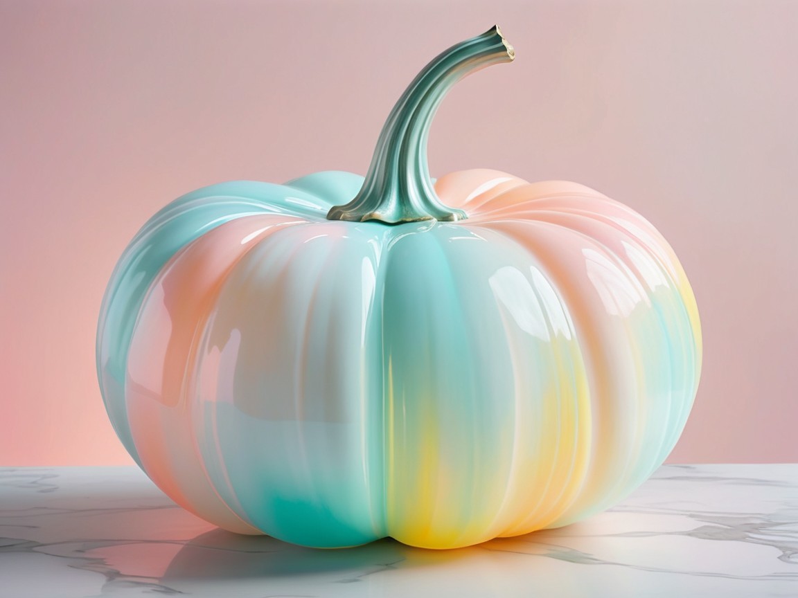 Glossy Pastel Pumpkin with Elegant Curves and Colors