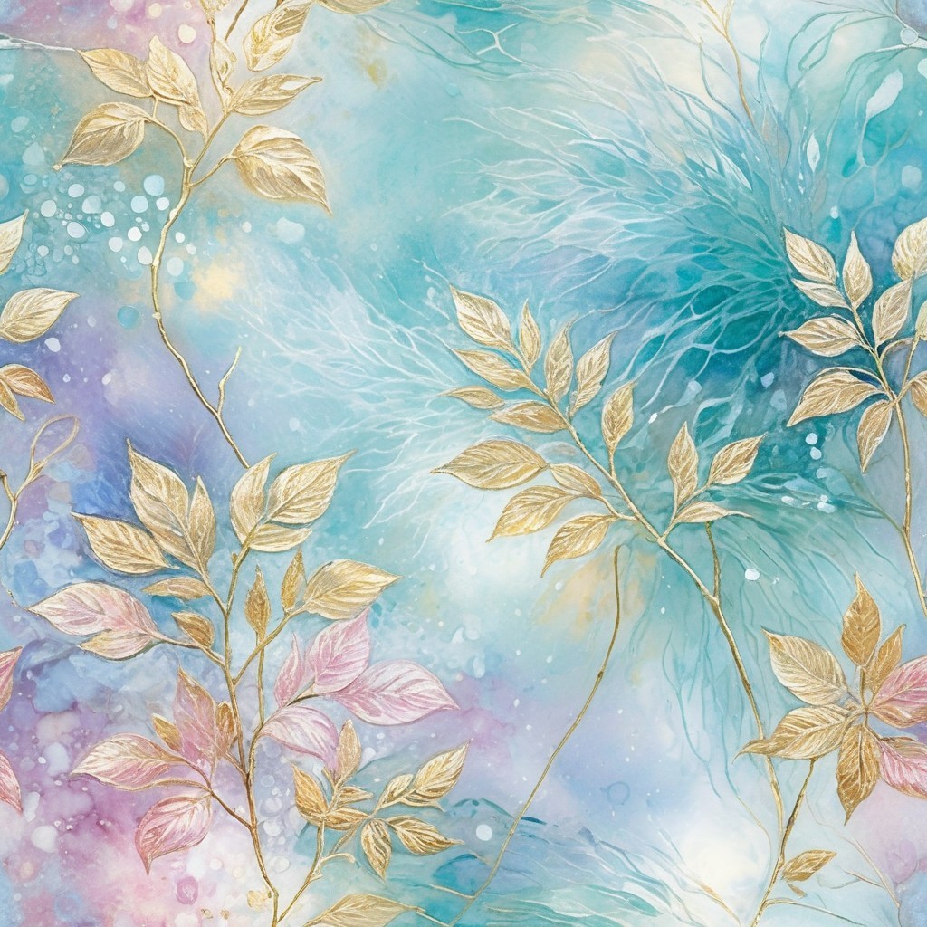 Abstract Design of Delicate Leaves in Soft Colors