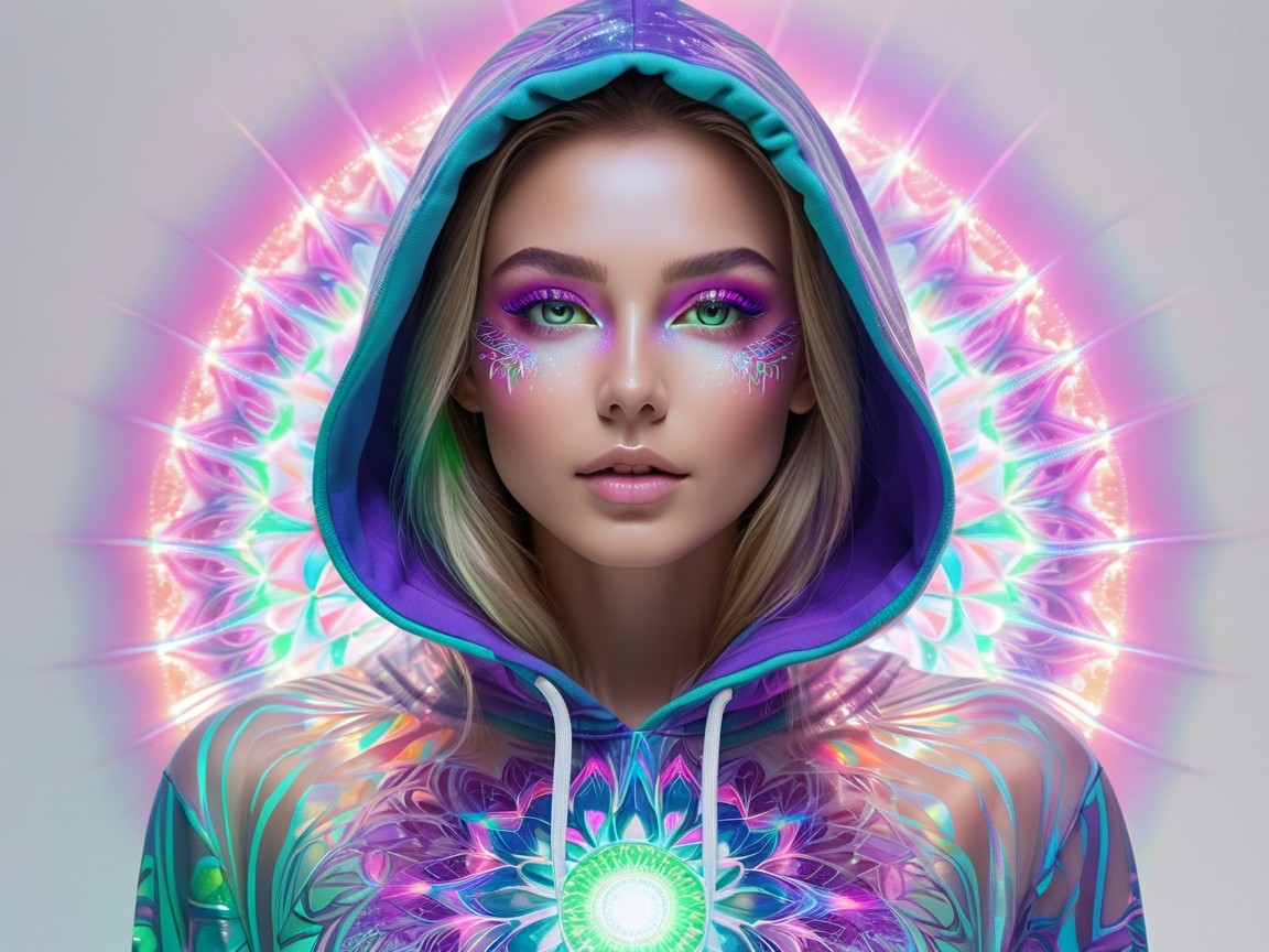 Colorful Hoodie and Mystical Makeup Design Details