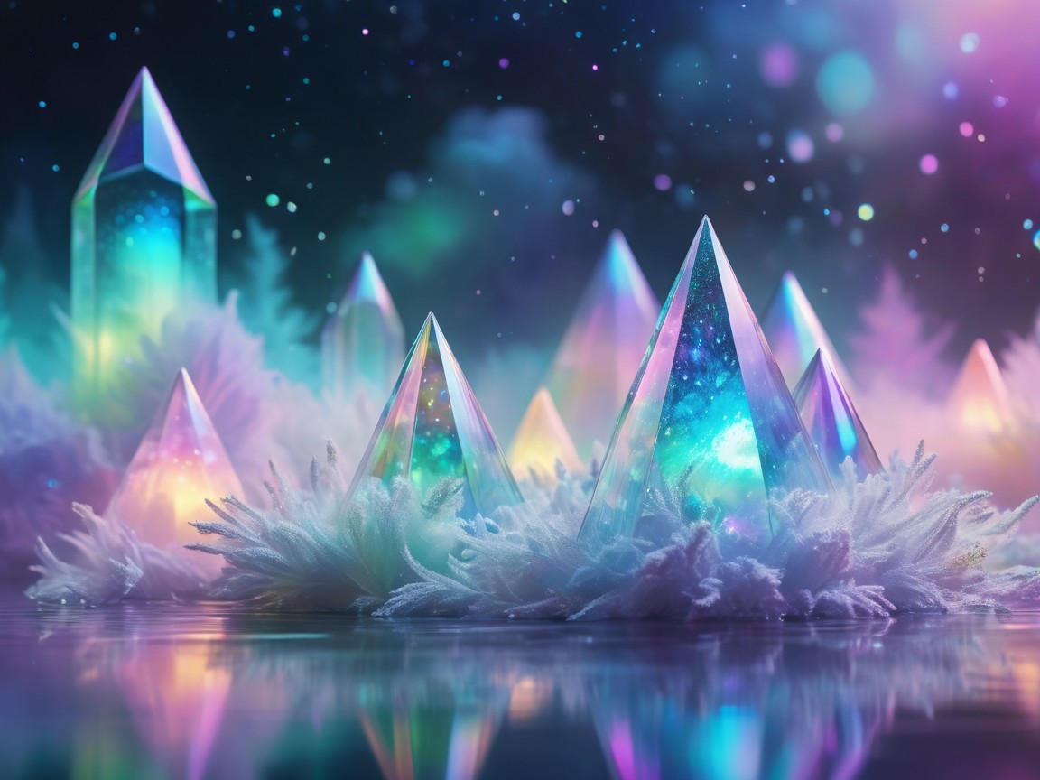 Enchanted Crystal Pyramids in Dreamy Skies