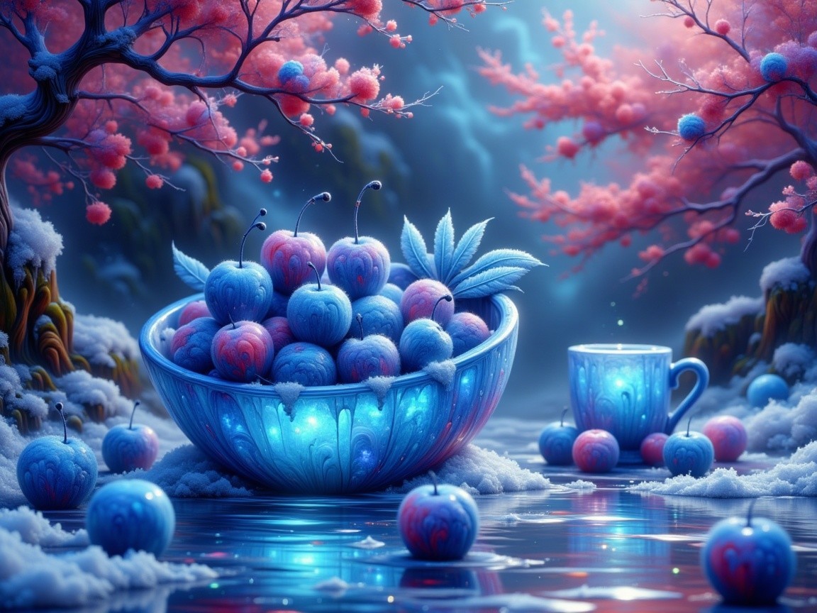 Ornate Bowl of Colorful Cherries in Dreamy Setting