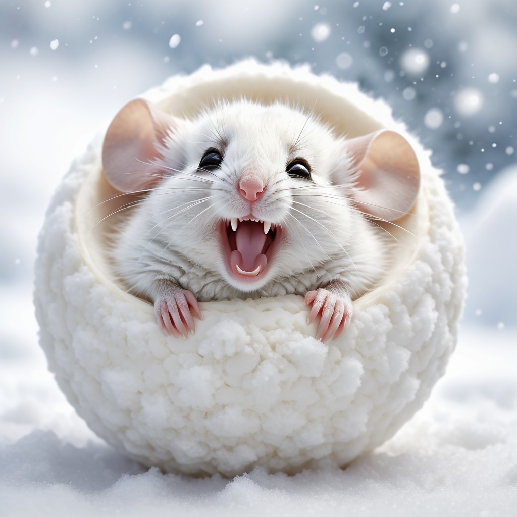 Fluffy White Chinchilla in a Snowball Sphere