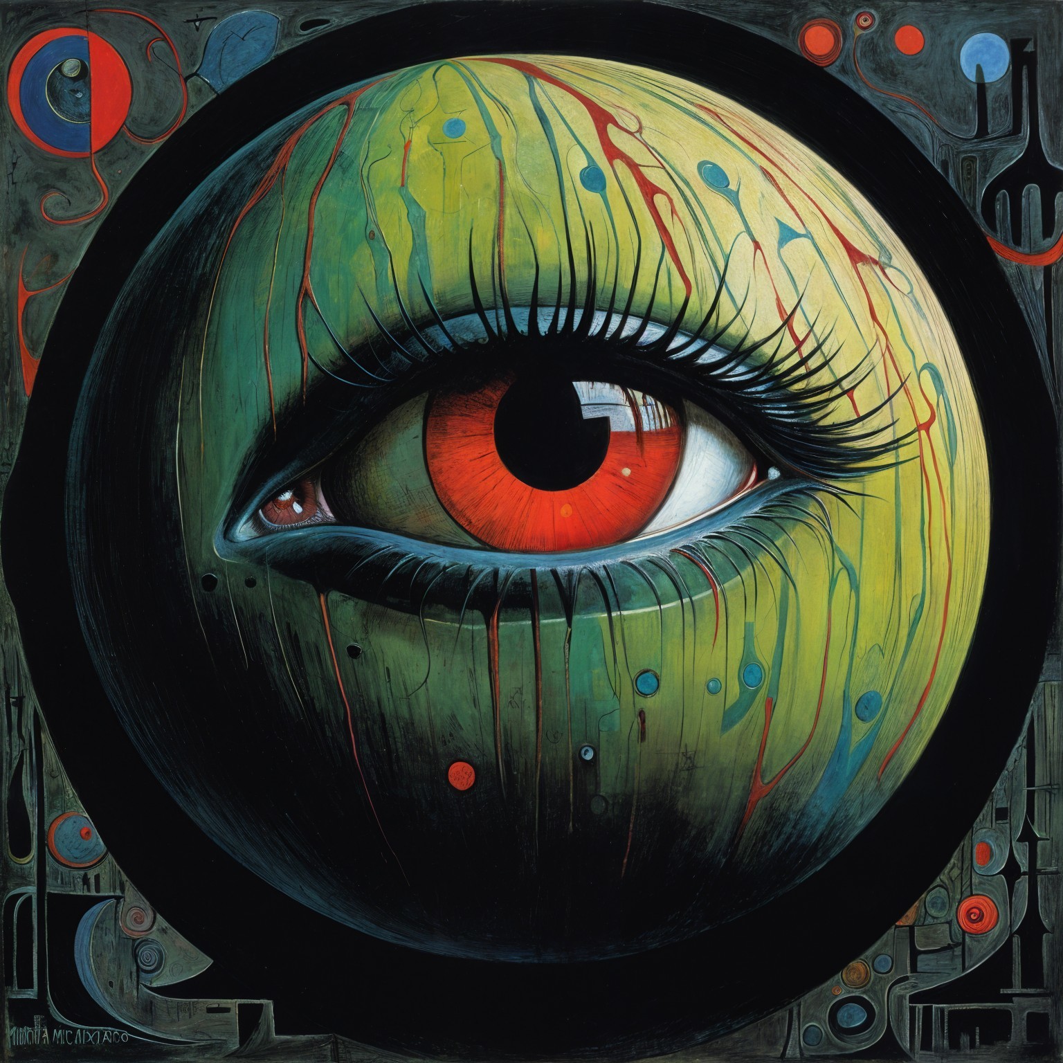Vivid Eye Artwork with Abstract Surroundings