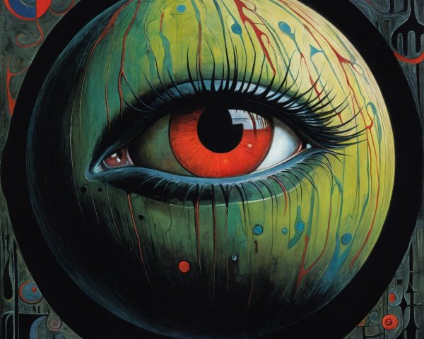 Vivid Eye Artwork with Abstract Surroundings