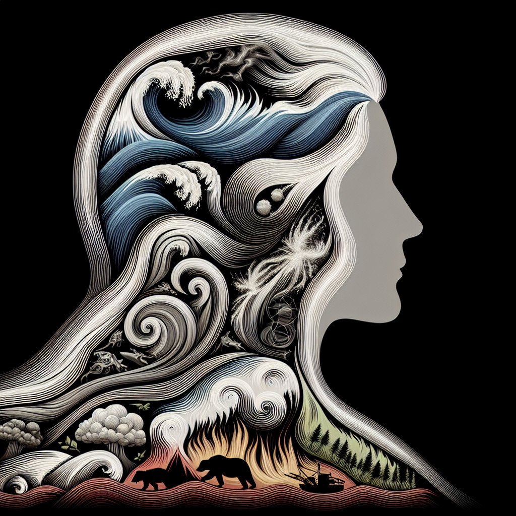 Silhouette of a Woman's Profile with Nature Elements