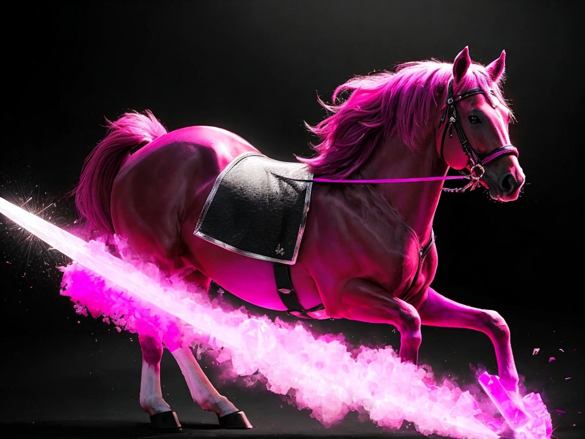 Vibrant Pink Horse Galloping with Flowing Mane