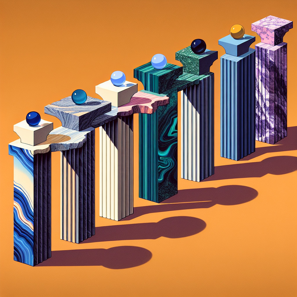 Stylized Colorful Columns with Marble Textures and Spheres