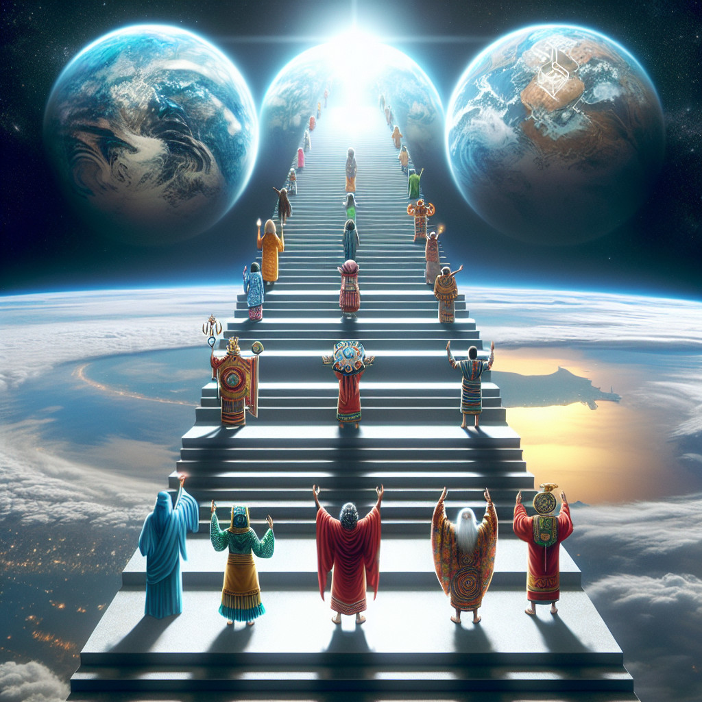 Grand Staircase to Radiant Light with Cosmic Elements