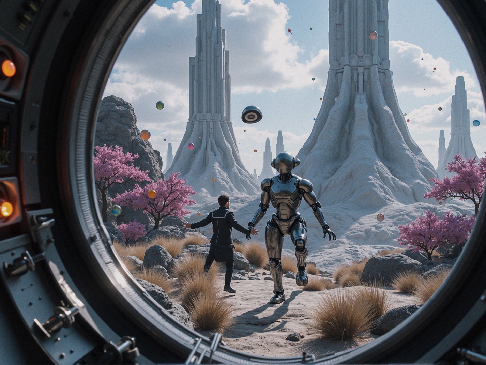 Futuristic Interaction in a Surreal Landscape