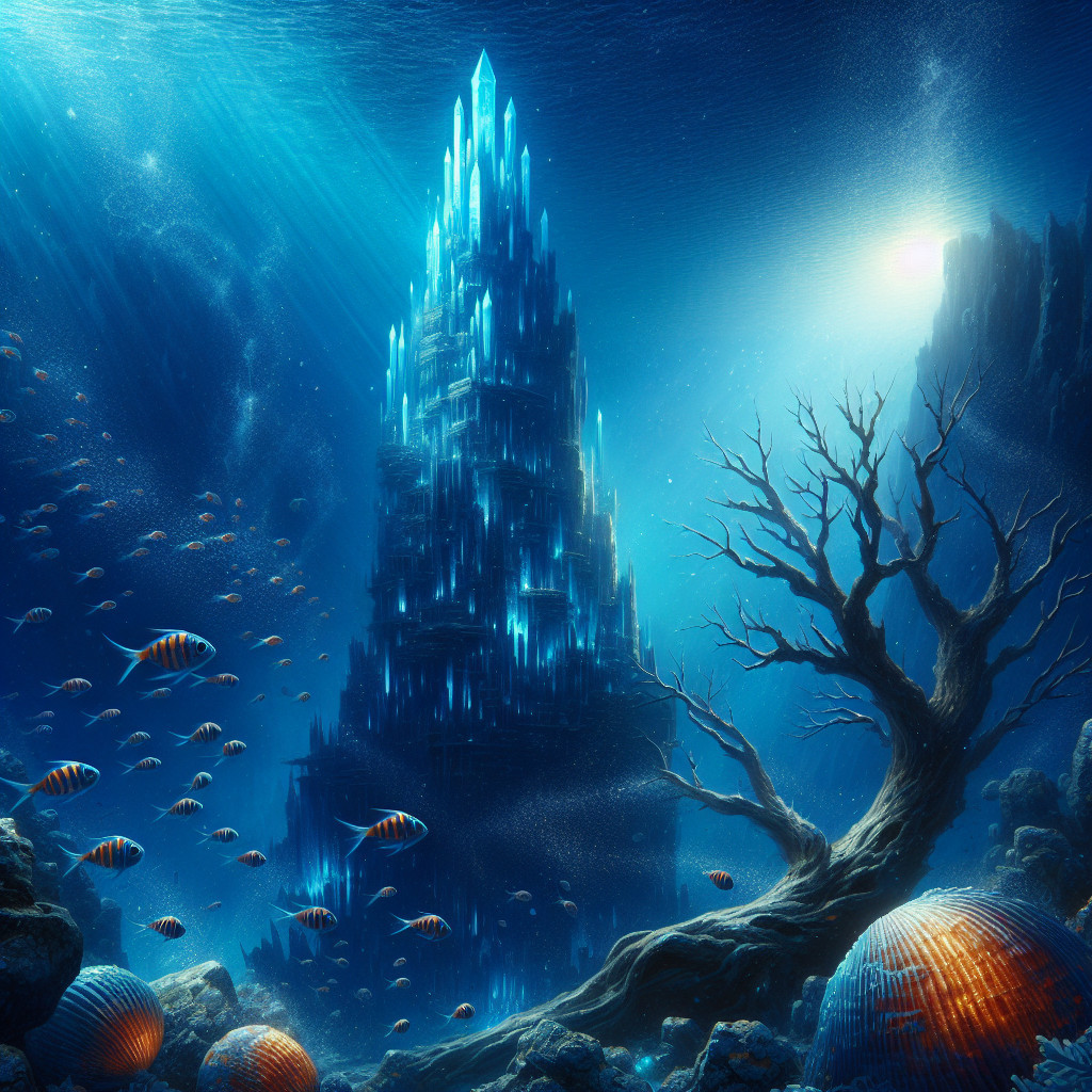 Crystal Tower Surrounded by Vibrant Marine Life