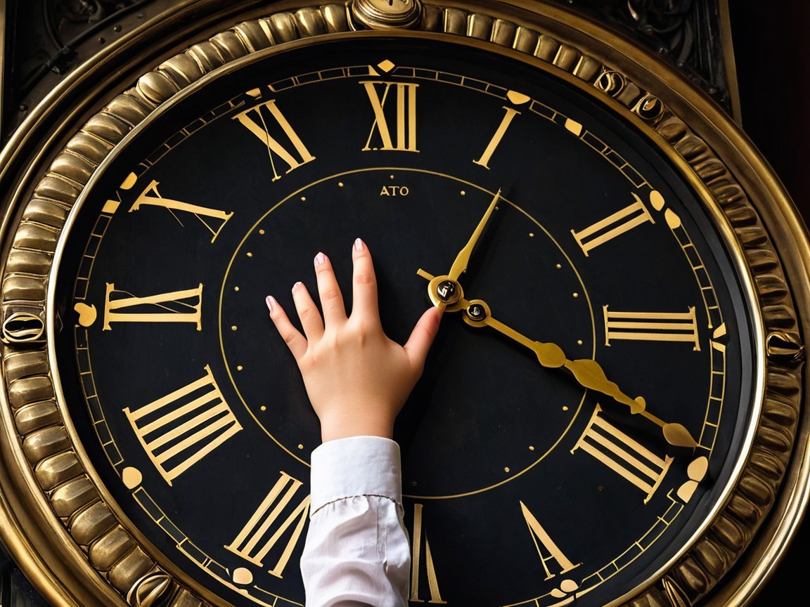 Close-Up of Ornate Clock Face with Roman Numerals