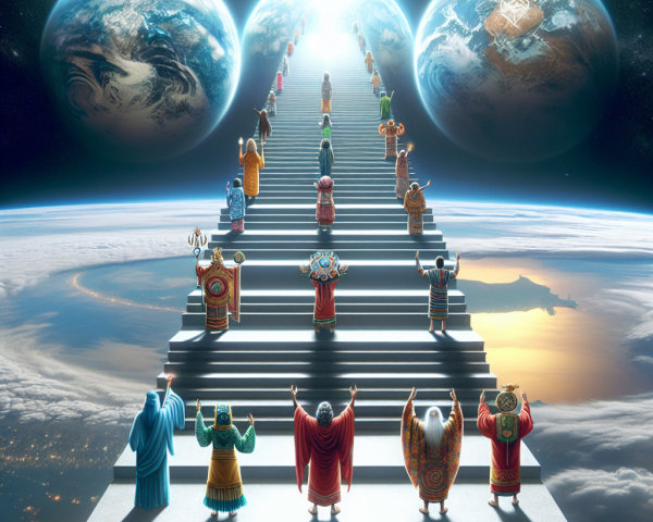 Grand Staircase to Radiant Light with Cosmic Elements