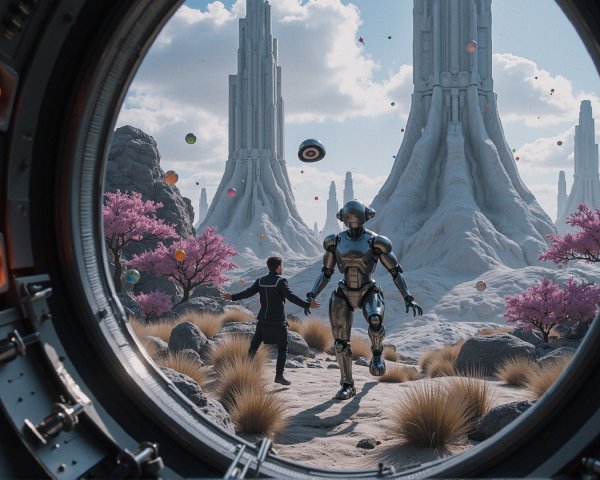Futuristic Interaction in a Surreal Landscape