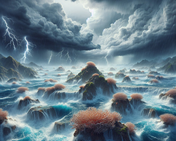 Dramatic Seascape with Rugged Islands and Stormy Ocean