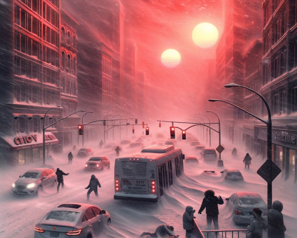 Winter Wonderland: City Transformed by Snowstorm