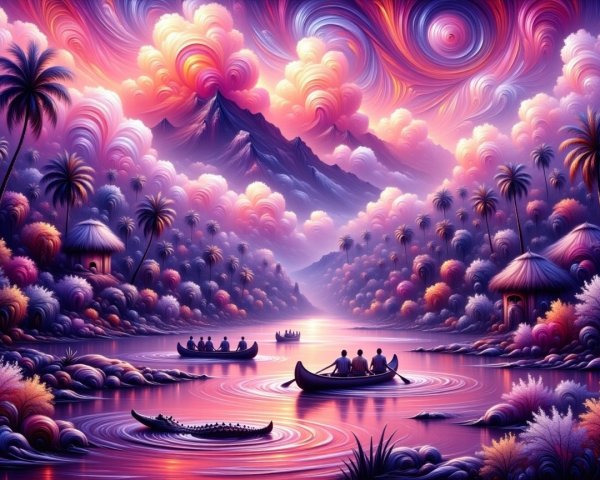 Vibrant Serene Landscape with Mountains and Waters