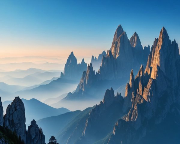Majestic mountains under a clear blue sky